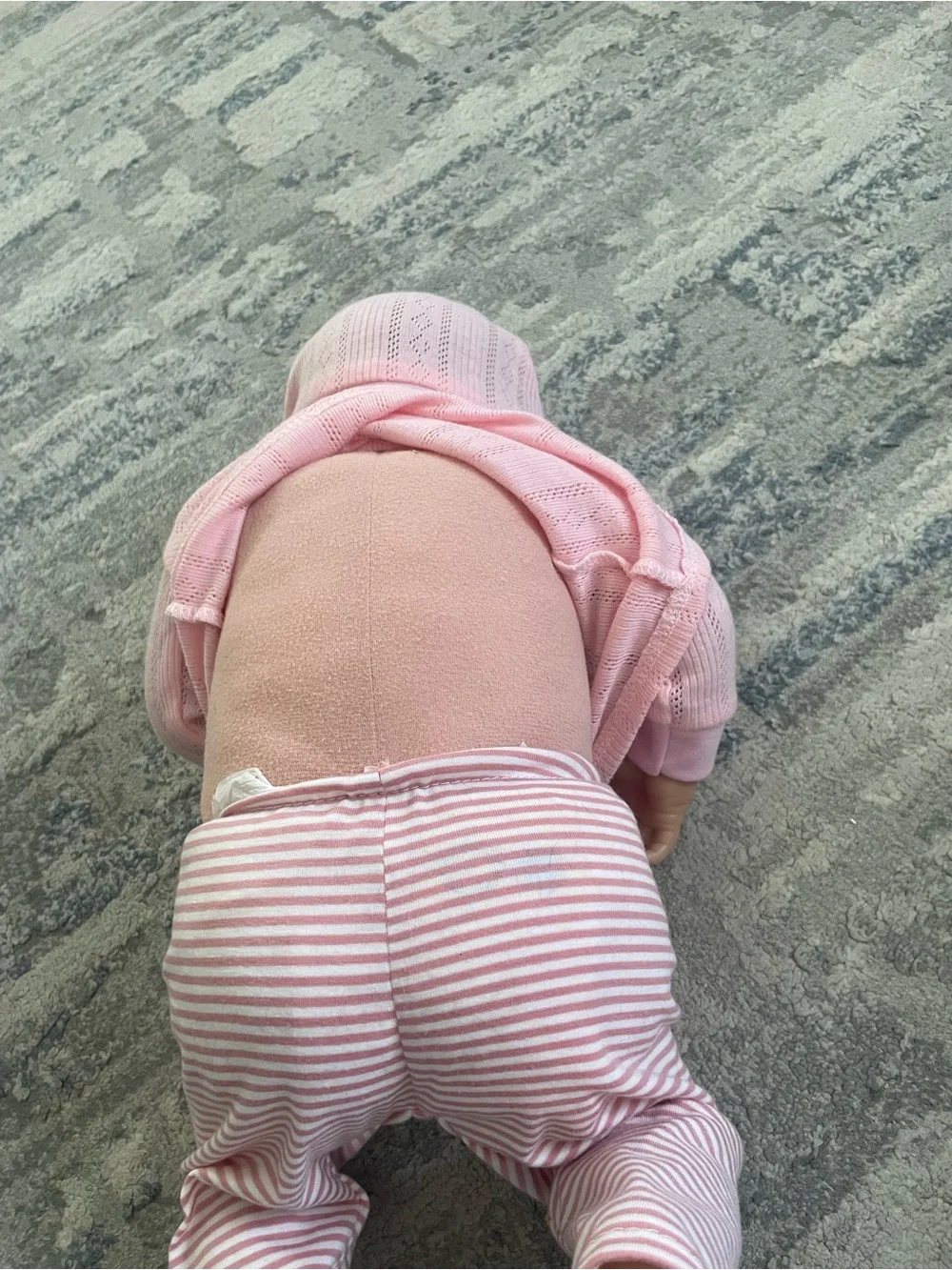 Pink Baby Doll Knit Cardigan & Striped Pants Set